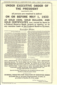 Click For Larger Image Of Executive Order 6102, Gold Recall