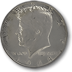 Silver coin with profile engraving